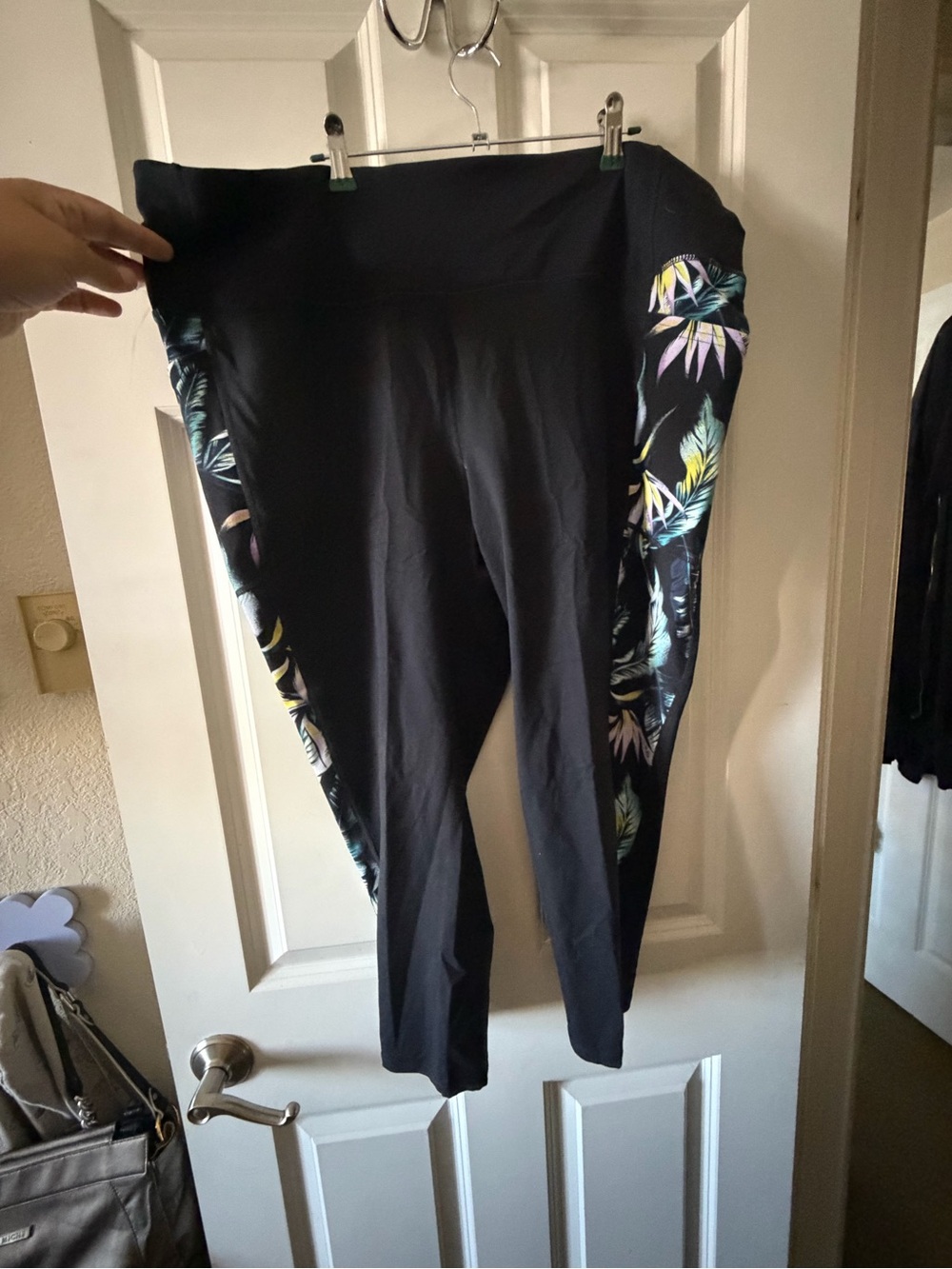 Skechers Black Leggings with Tropical Side Panels